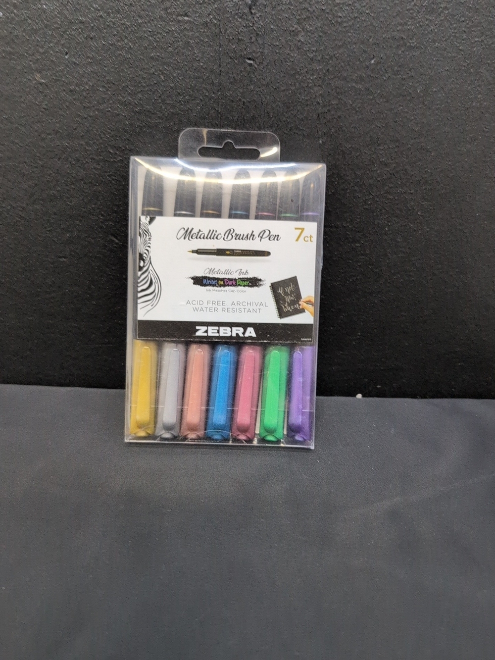 Zebra Metallic Brush Pen Set 7/Pkg Assorted Colors